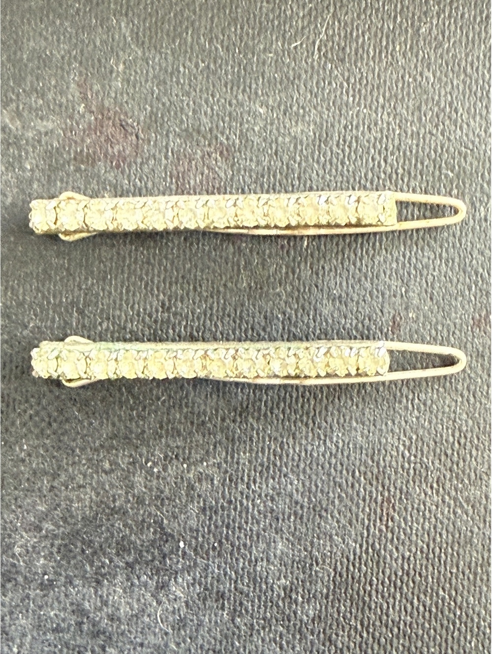 Gold Tone Rhinestone Bobby Pins Hair Clips Set of 2